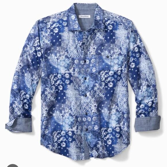 Tommy Bahama Tortola Tencel Long Sleeve Sport Shirt Sz M - Picture 1 of 10